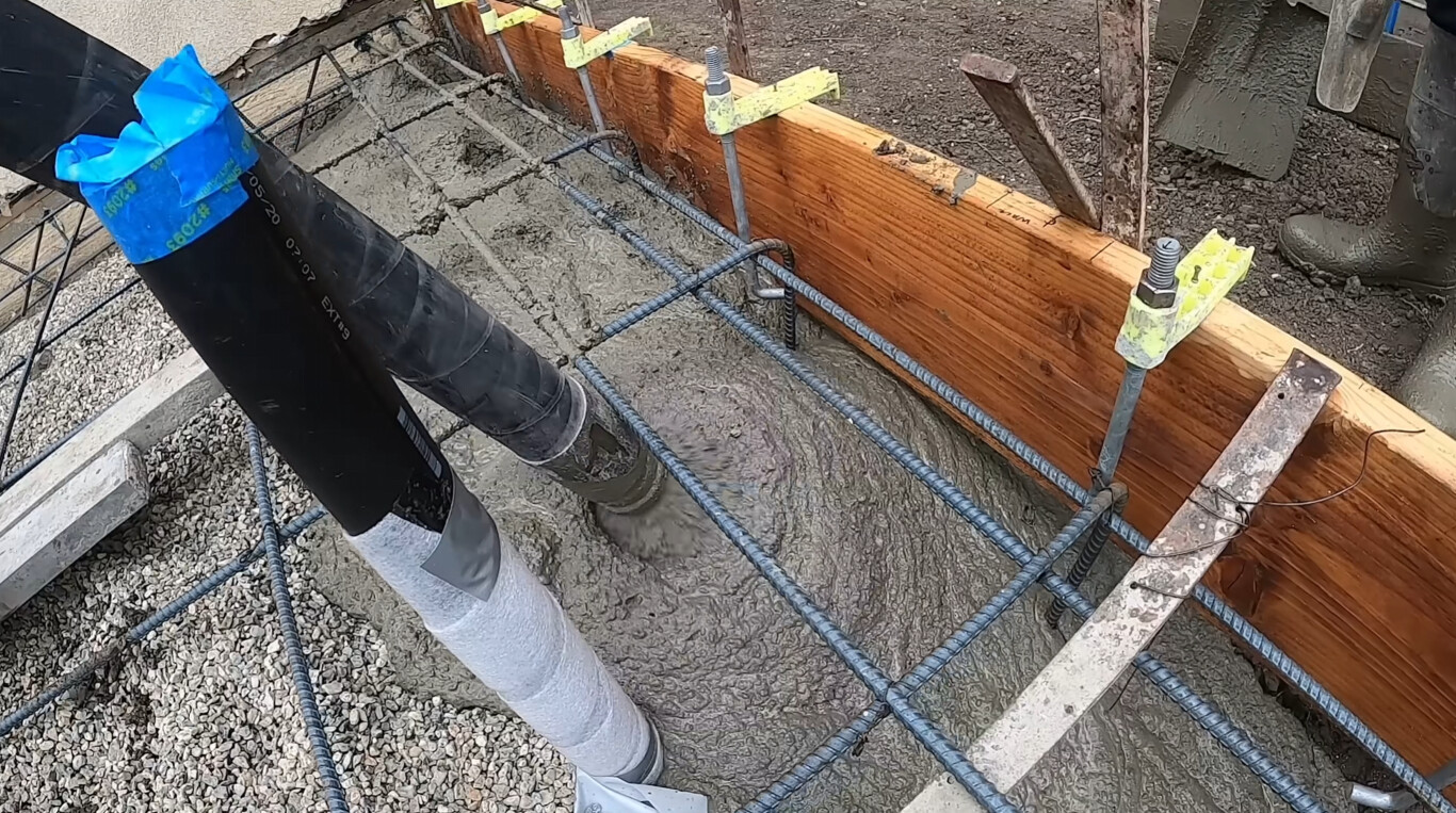 Strong concrete foundation and footing installation